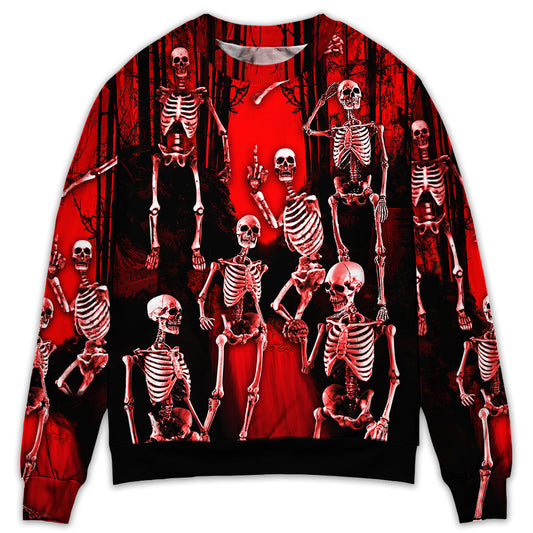 Skull Action Figure Sweater For Halloween Events Weekend Outings And Creative Gift Giving