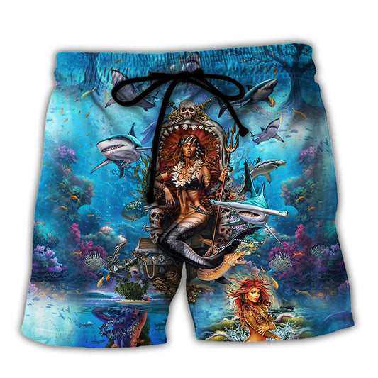 Mermaid Queen Fantasy Style Beach Shorts For Rainbow Inspired Beach Days