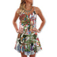 Christmas Farm Animals Happy Holiday V-Neck Sleeveless Cami Dress For Festive Events And Casual Summer Styling