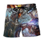 Dragon Fantasy Mystical World Beach Shorts Pattern View For Creative Warm Weather Outfits