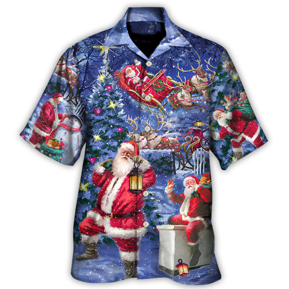 Christmas Santa Relaxing Light Hawaiian Shirt For Beach Parties And Weekend Getaways