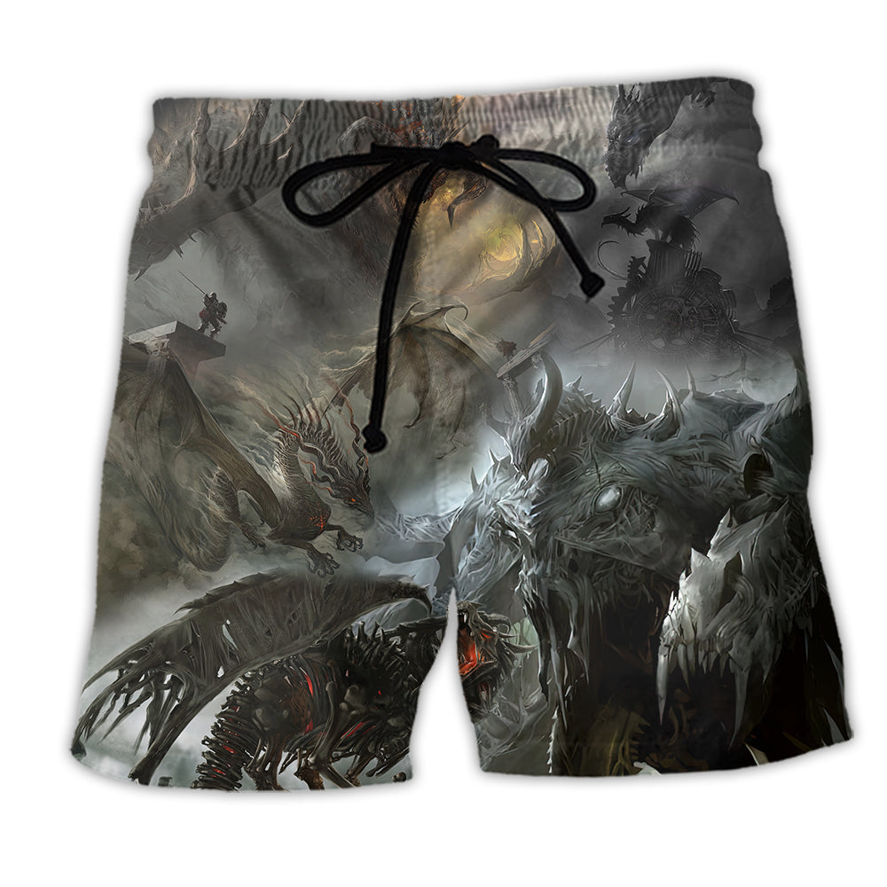 Monster Apocalypse Rising Beach Shorts Pattern View For Relaxed Vacation Styling