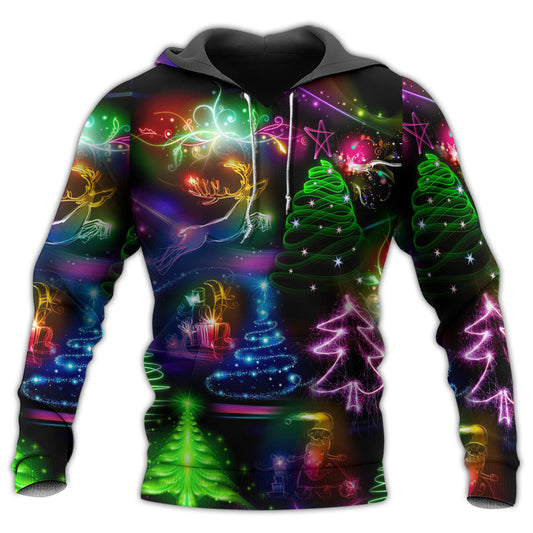 Neon Christmas Tree Snowman Hoodie For Festive Celebrations Seasonal Trips And Relaxed Winter Wear