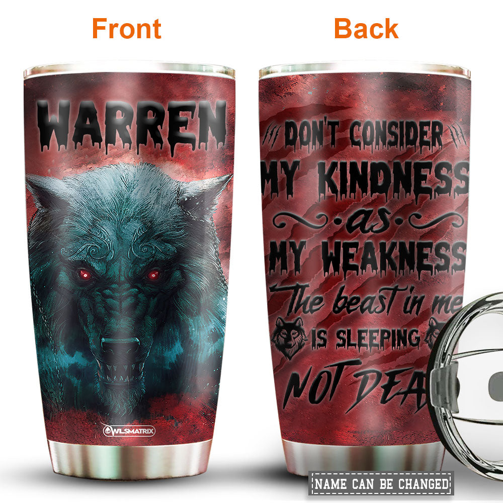 Wolf Kindness Personalized 20 Oz Tumbler For Coffee Travel And Daily Drinks