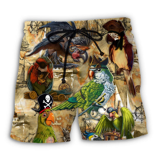 Vintage Parrot Beach Shorts For Warm Weather Outings And Relaxed Casual Wear