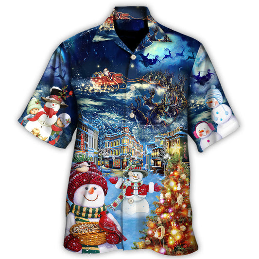 Snowman Christmas Family Light Hawaiian Shirt Design View For Resort Travel And Thoughtful Gifting