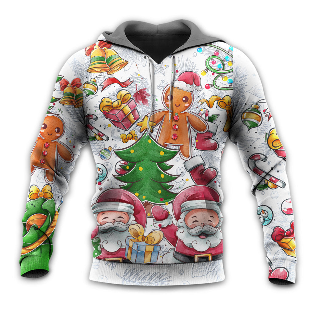 Cute Christmas Santa Snowman Gingerbread Hoodie For Winter Streetwear Christmas Travel And Seasonal Home Gatherings
