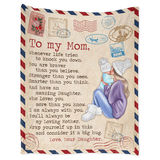 Mom Dear Mom Love Letter Flannel Blanket For Cozy Bedroom Sofa Decor