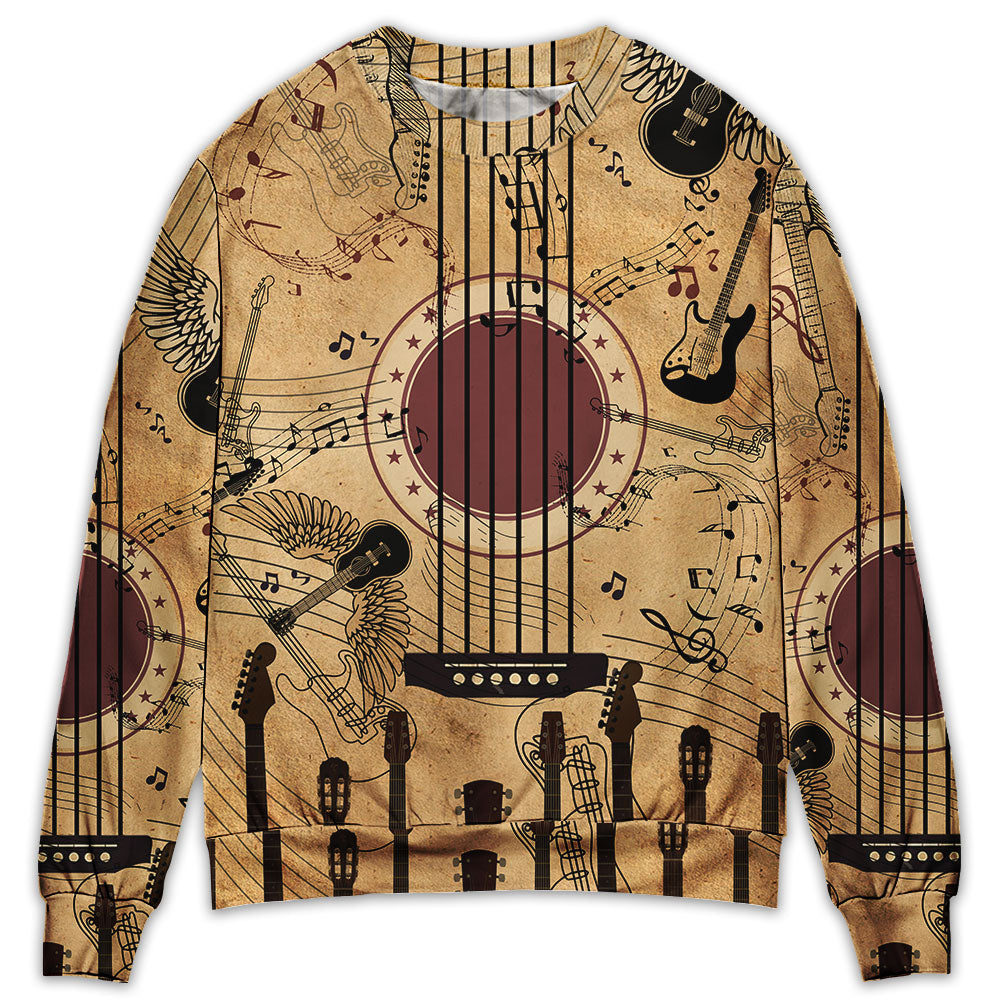 Vintage Guitar Music Sweater For Concert Outings Weekend Travel And Relaxed Everyday Styling