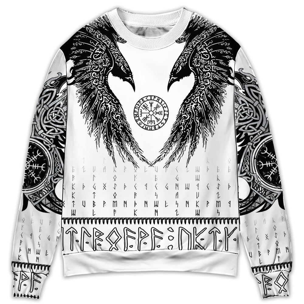 Viking Black Runic Raven Nordic Sweater For Weekend Adventures Outdoor Events And Thoughtful Gifts