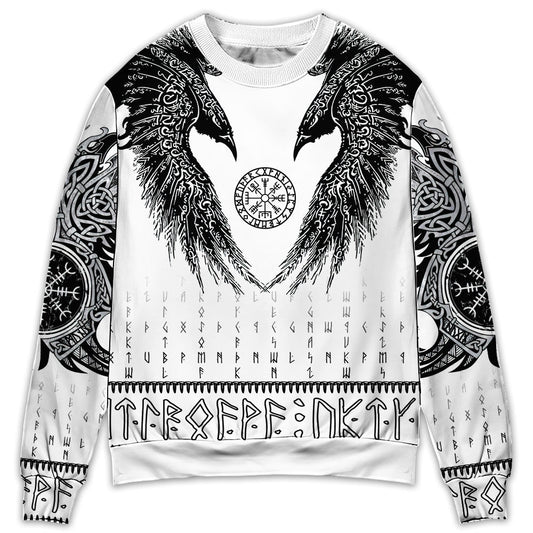 Viking Black Runic Raven Nordic Sweater For Weekend Adventures Outdoor Events And Thoughtful Gifts