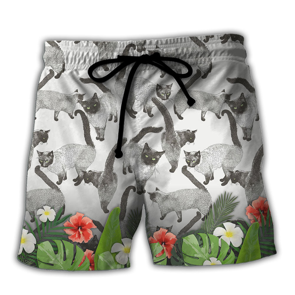 Siamese Cat Lovely Tropical Style Beach Shorts For Coastal Summer Adventures