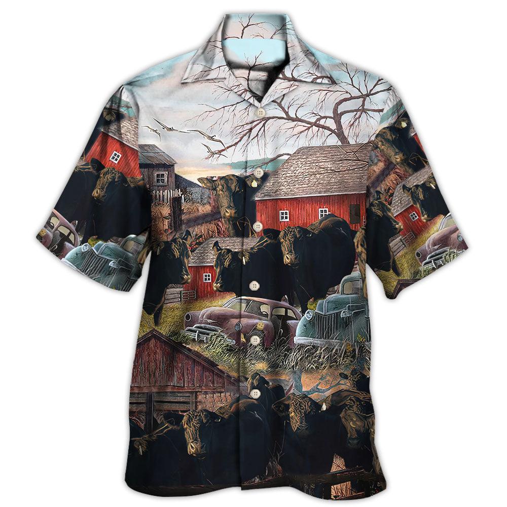 Rustic Cow Farm Country Hawaiian Shirt For Beach Parties And Weekend Getaways