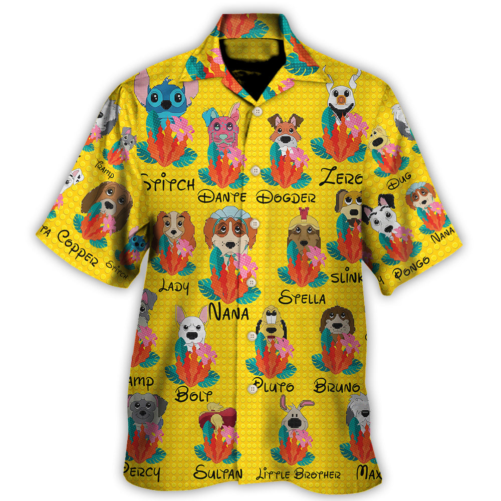Funny Tropical Floral Dog Hawaiian Shirt Pattern Detail For Vacation Travel And Daily Wear