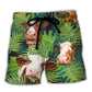 Tropical Cow Cattle Beach Shorts For Casual Day Trips And Travel Ready Comfort