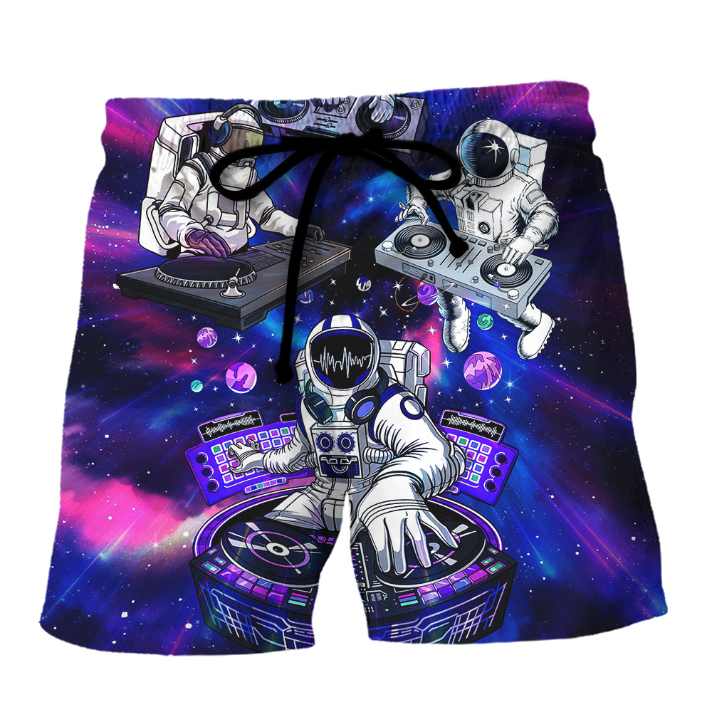 Galaxy DJ Astronaut Beach Shorts For Holiday Cruises And Relaxed Casual Wear
