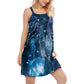 Cat Love Blue Neon Stunning V-Neck Sleeveless Cami Dress For Outdoor Events And Thoughtful Gifting
