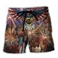 America Firework Beach Shorts For Coastal Road Trips And Everyday Comfort