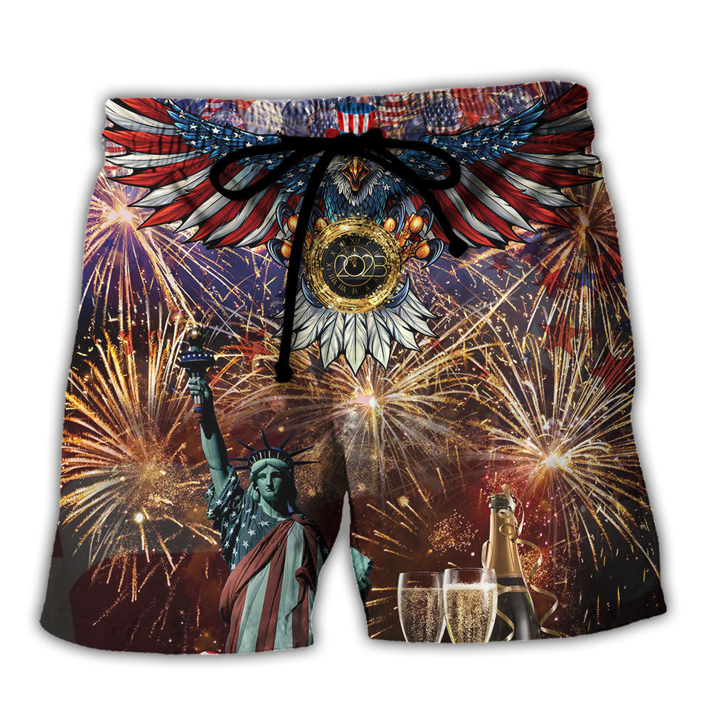 America Firework Beach Shorts For Coastal Road Trips And Everyday Comfort