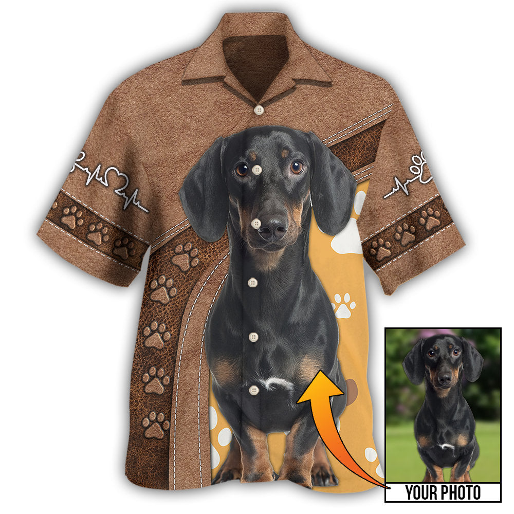 Brown Classic Dog Paw Custom Photo Personalized Hawaiian Shirt For Poolside Relaxation And Sunny Getaways