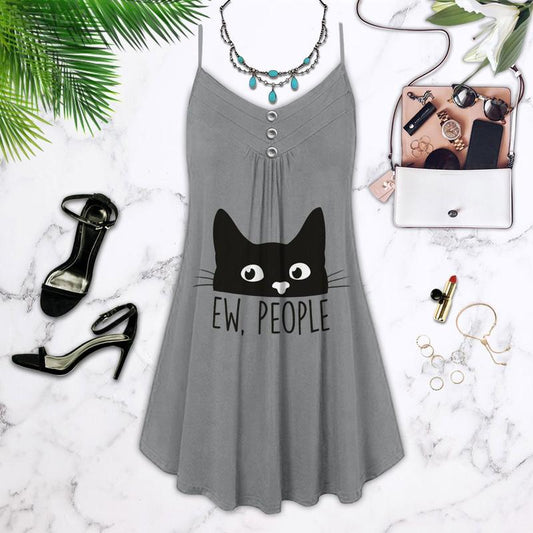 Cats Love Summer Vibes Limited 2 – Women's Summer Sleeveless V-Neck Camisole Dress