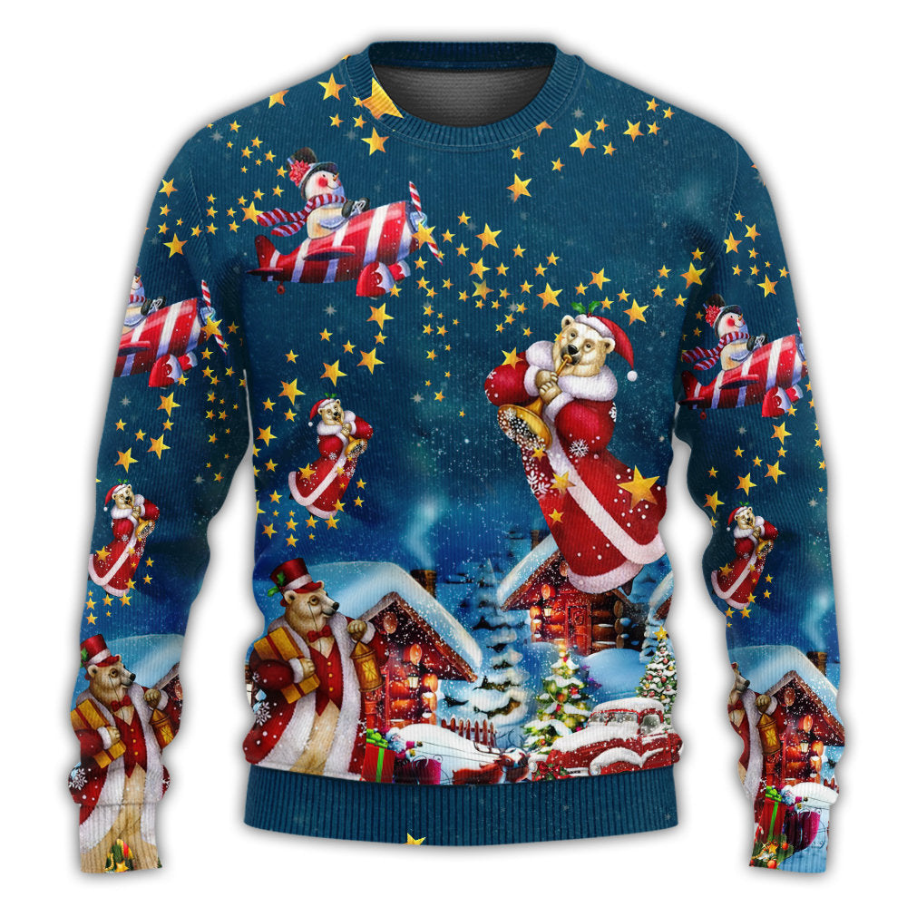 Christmas Bear Santa Happy Holiday Sweater For Festive Parties Family Photos And Comfortable Seasonal Wear