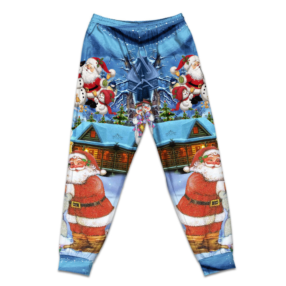 Santa And Snowman Friends Christmas Short Sleeve Pajamas Set For Winter Nights And Thoughtful Gifting