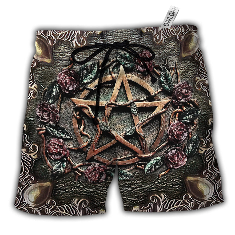 Wicca Halloween Mystical Witch Hawaiian Print Beach Shorts For Bold Summer Vacation Style