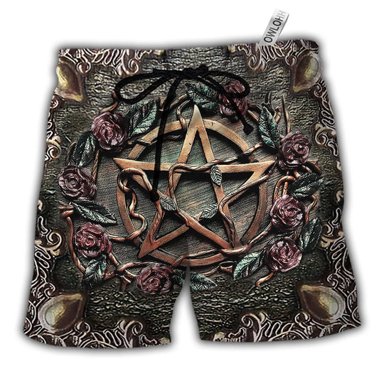 Wicca Halloween Mystical Witch Hawaiian Print Beach Shorts For Bold Summer Vacation Style