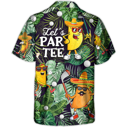 Tropical Funny Golf Taco Hawaiian Shirt For Coastal Travel, Casual Events, And Comfortable Summer Wear