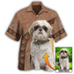 Brown Classic Dog Paw Custom Photo Personalized Hawaiian Shirt For Summer Events And Casual Outdoor Wear