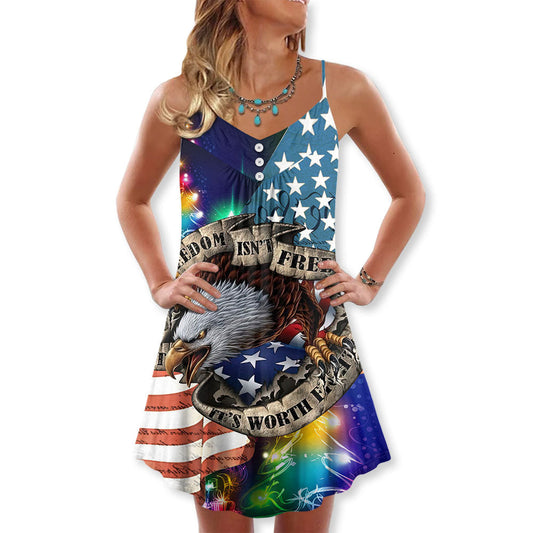Freedom Christmas Patriotic Theme – Women's Summer Sleeveless V-Neck Camisole Dress