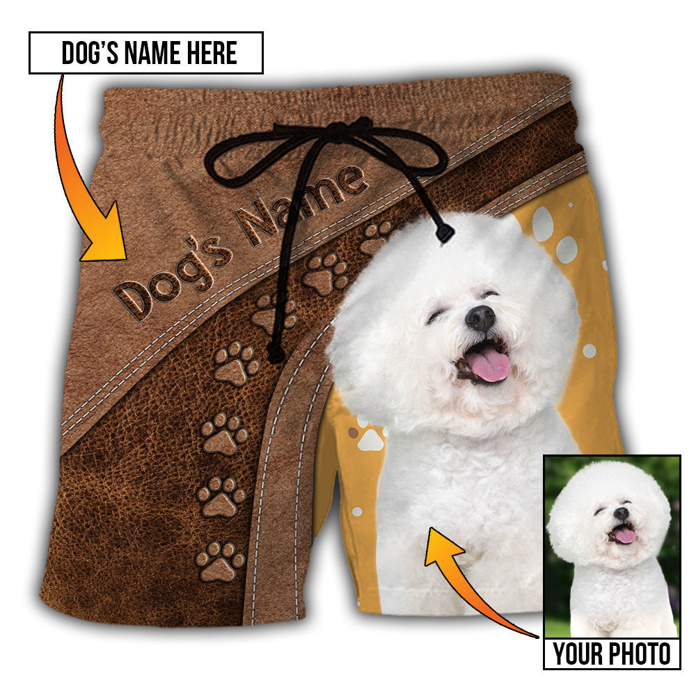 Dog Paw Various Leather Style Personalized Photo Beach Shorts For Coastal Adventures And Relaxed Summer Wear