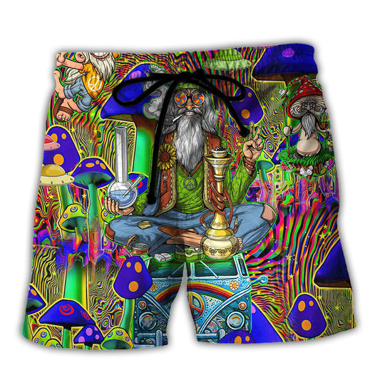 Hippie Mushroom Peace Colorful Beach Shorts For Tropical Holidays And Versatile Outdoor Wear