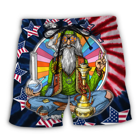 Hippie USA Independence Day Celebration Beach Shorts Pattern Detail For Relaxed Warm Weather Outfits
