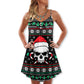 Christmas Skull Santa Hat Candy V-Neck Sleeveless Cami Dress For Festivals Travel And Relaxed Casual Summer Wear