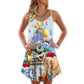Elephant Funny Christmas Day V-Neck Sleeveless Cami Dress For Summer Events And Comfortable Everyday Style
