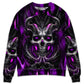 Dark Purple Fire Lightning Skull Sweater For Art Fans Travel Parties And Distinctive Casual Style