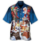 Christmas Santa Hawaiian Shirt Pattern Detail For Resort Wear