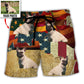 Sunset French Bulldog Americana Beach Shorts For Poolside Relaxation And Laid Back Styling