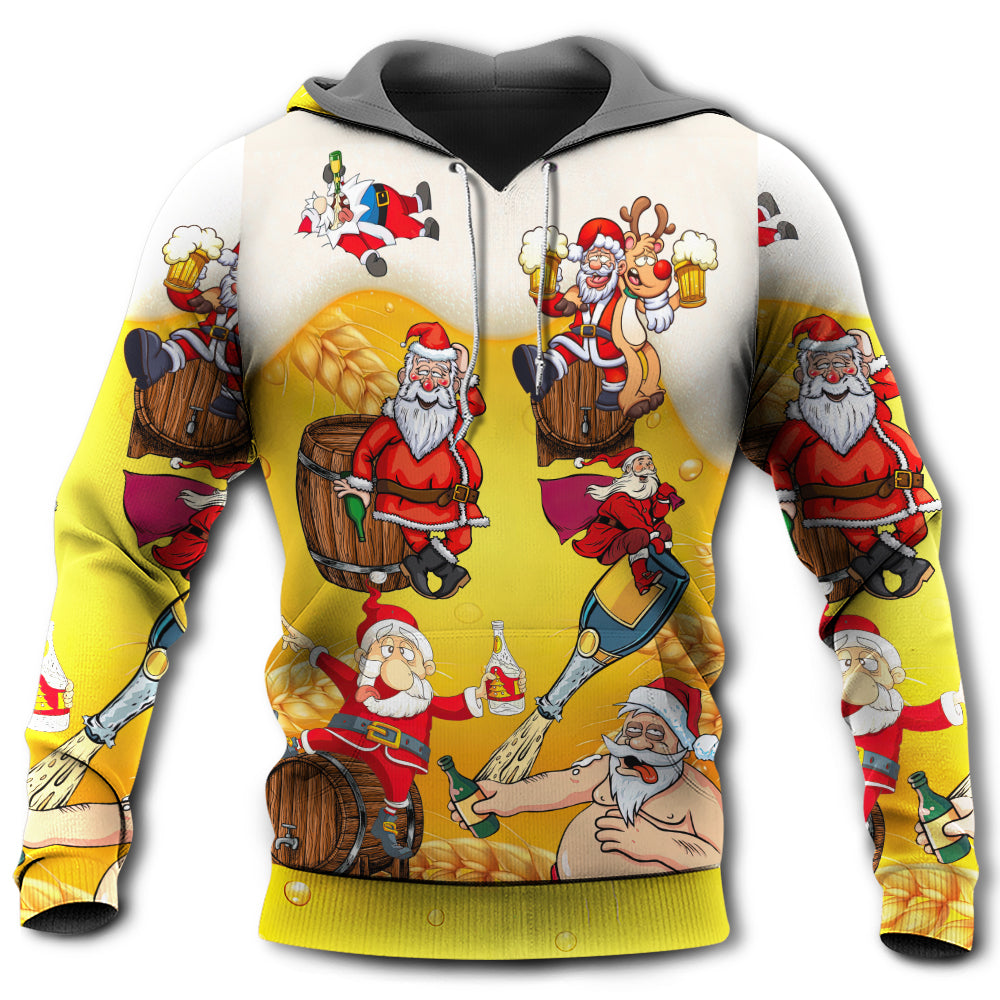 Funny Christmas Santa Beer Hoodie For Christmas Events Holiday Travel And Comfortable Casual Outfits