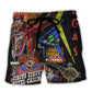 Card Game Vintage Casino Neon Lights Beach Shorts For Beach Getaways And Comfortable Summer Wear