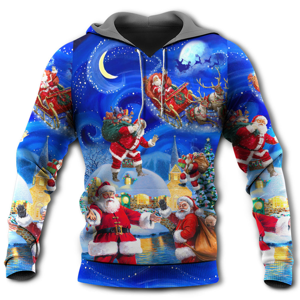 Magic Christmas Santa Town Night Hoodie For Seasonal Parties Casual Wear And Thoughtful Holiday Gifts