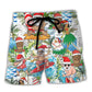 Christmas Aloha Coastal Santa Beach Shorts For Resort Getaways And Comfortable Daily Use