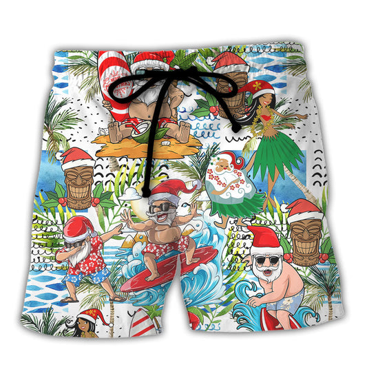 Christmas Aloha Coastal Santa Beach Shorts For Resort Getaways And Comfortable Daily Use