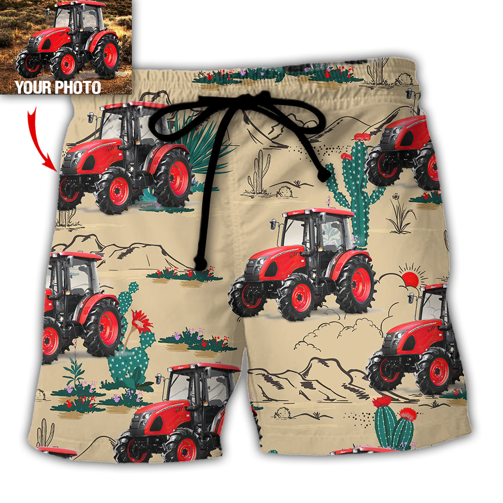Desert Tractor Beach Shorts For Tropical Holidays And Thoughtful Gift Giving