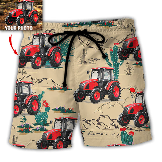 Desert Tractor Beach Shorts For Tropical Holidays And Thoughtful Gift Giving
