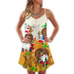 Santa Party Holiday Fun V-Neck Sleeveless Cami Dress For Festive Gatherings Travel And Casual Holiday Styling