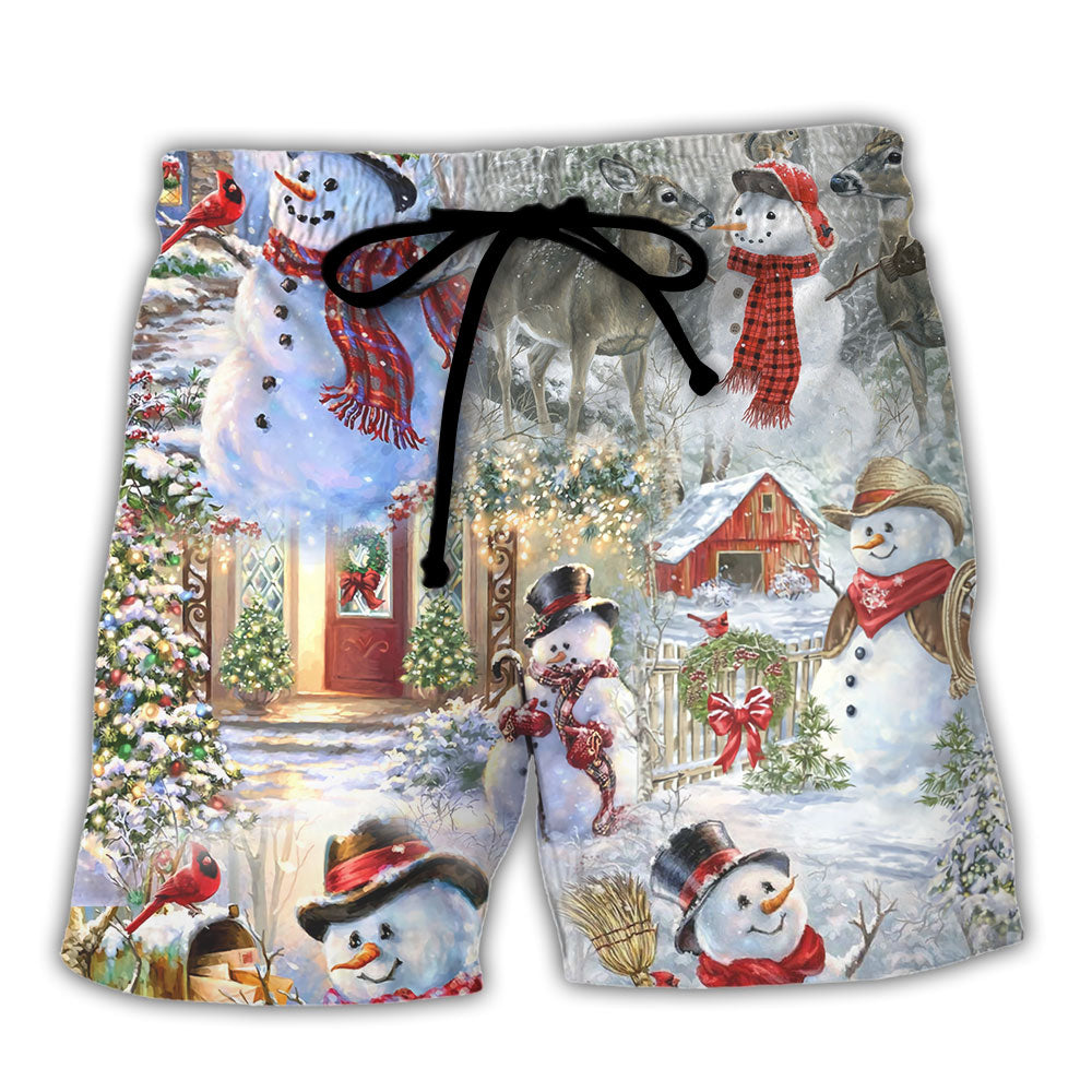 Christmas Snowman Beach Shorts For Summer Vacations And Thoughtful Gift Giving