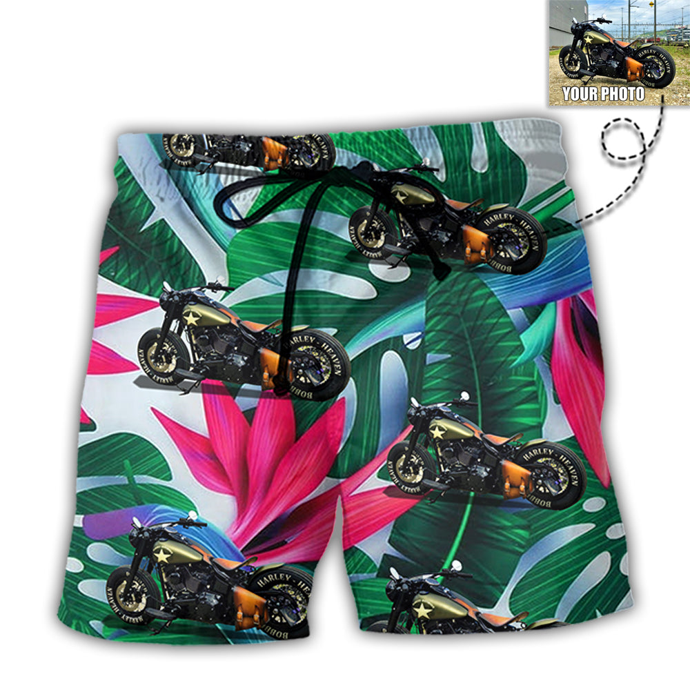 Motorcycle Sweet Cool Style Personalized Photo Beach Shorts For Warm Weather Travel And Everyday Comfort